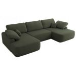 Narożnik CUBO U -  ciemnozielony, boucle