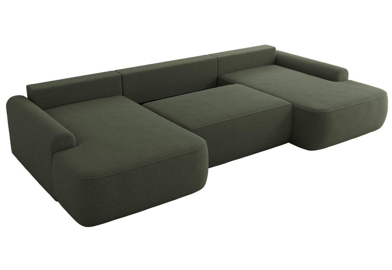 Narożnik CUBO U -  ciemnozielony, boucle