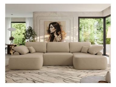 Narożnik CUBO U -  jasnobrązowy, boucle