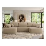 Narożnik CUBO U -  jasnobrązowy, boucle