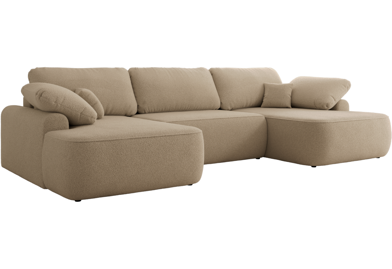 Narożnik CUBO U -  jasnobrązowy, boucle