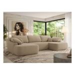 Narożnik CUBO U -  jasnobrązowy, boucle