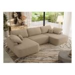 Narożnik CUBO U -  jasnobrązowy, boucle