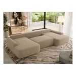 Narożnik CUBO U -  jasnobrązowy, boucle