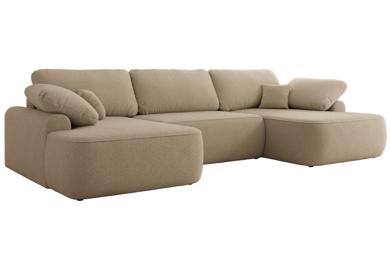 Narożnik CUBO U -  jasnobrązowy, boucle