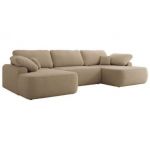 Narożnik CUBO U -  jasnobrązowy, boucle