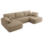 Narożnik CUBO U -  jasnobrązowy, boucle