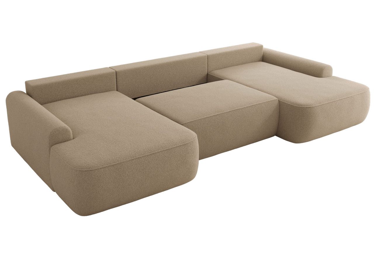 Narożnik CUBO U -  jasnobrązowy, boucle