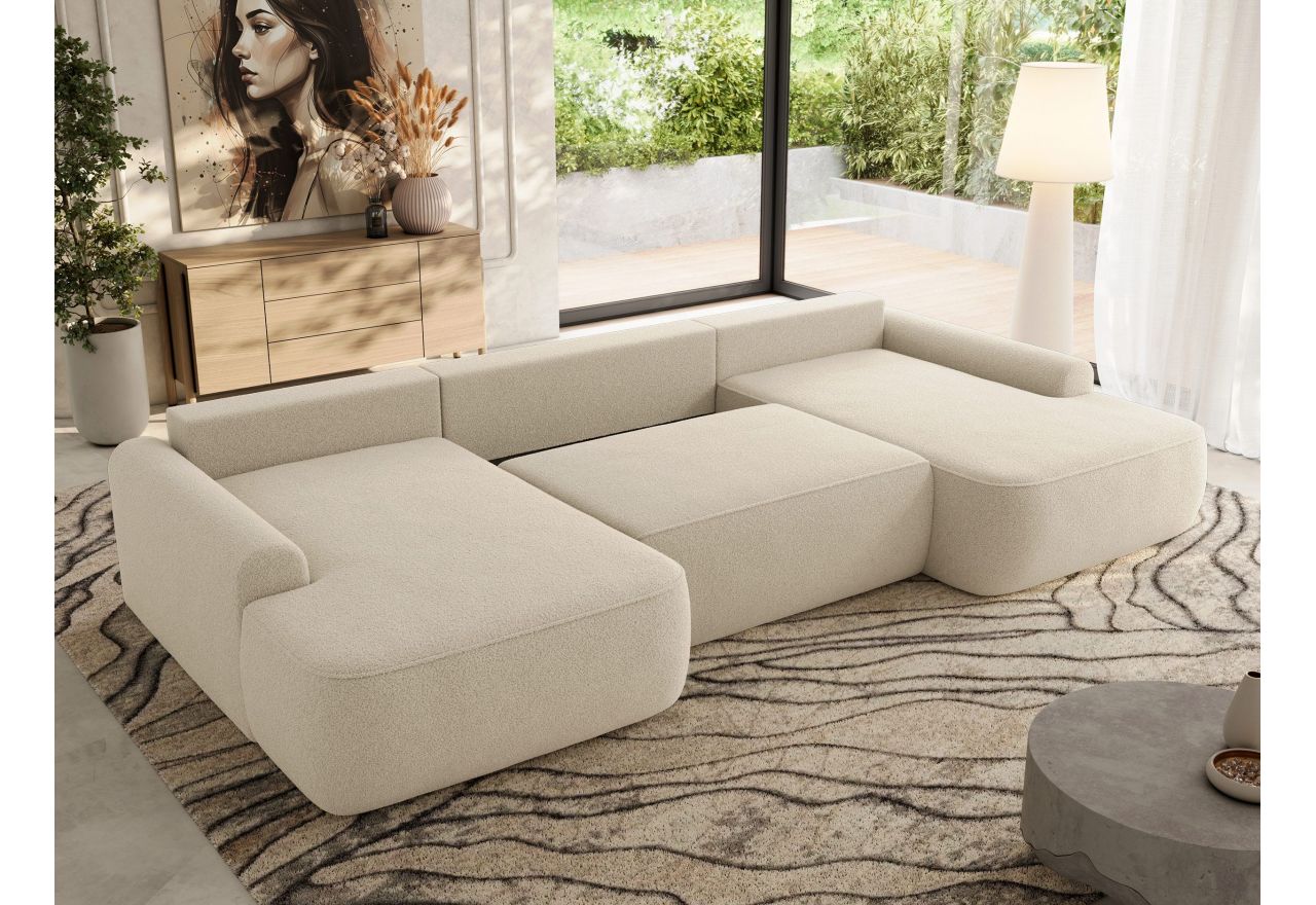 Narożnik CUBO U -  beżowy, boucle