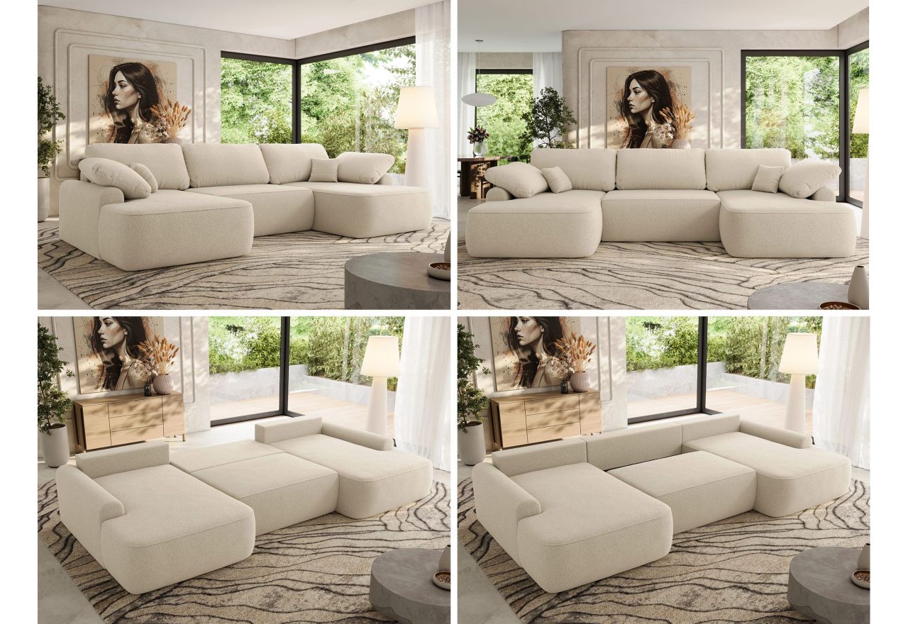 Narożnik CUBO U -  beżowy, boucle