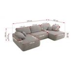 Narożnik CUBO U -  jasnoszary, struktura