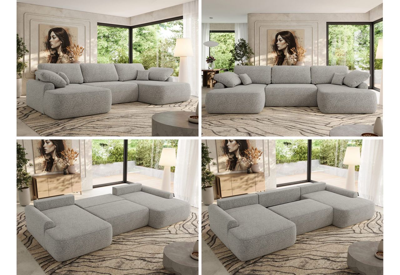 Narożnik CUBO U -  jasnoszary, struktura