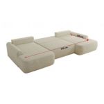 Narożnik CUBO U -  kremowy, struktura