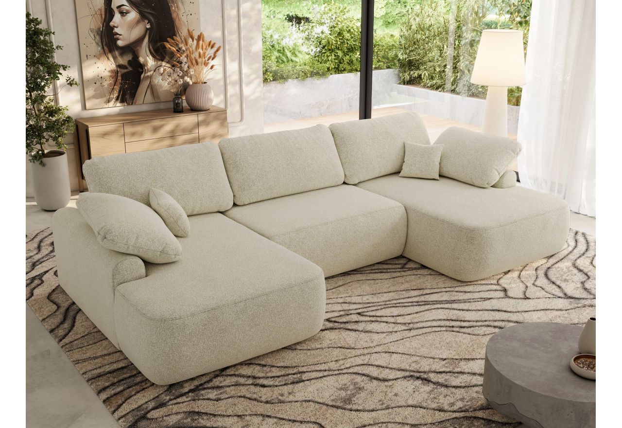 Narożnik CUBO U -  kremowy, struktura