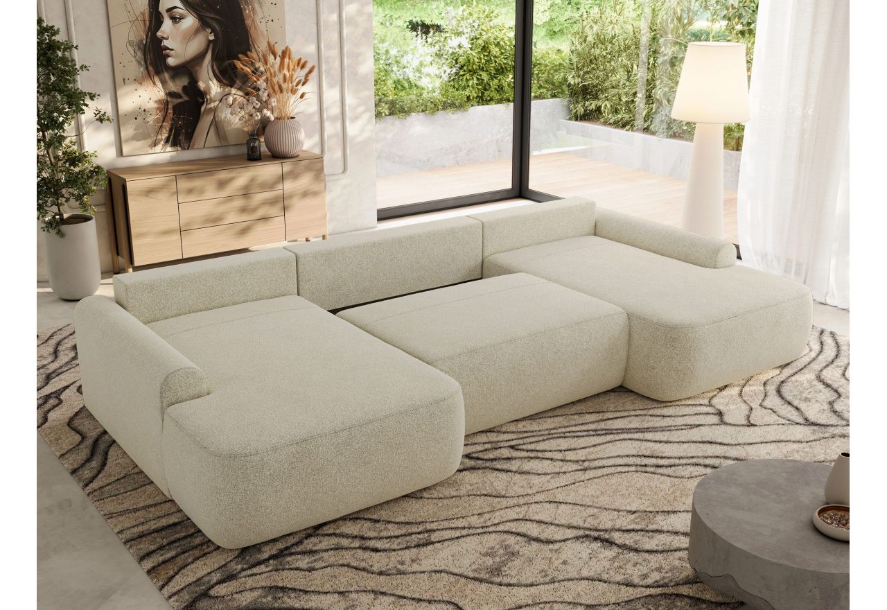 Narożnik CUBO U -  kremowy, struktura