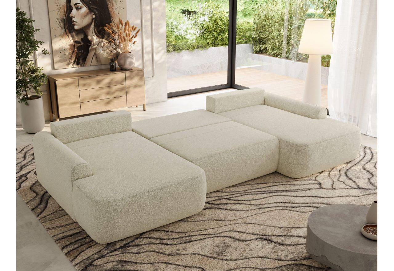 Narożnik CUBO U -  kremowy, struktura