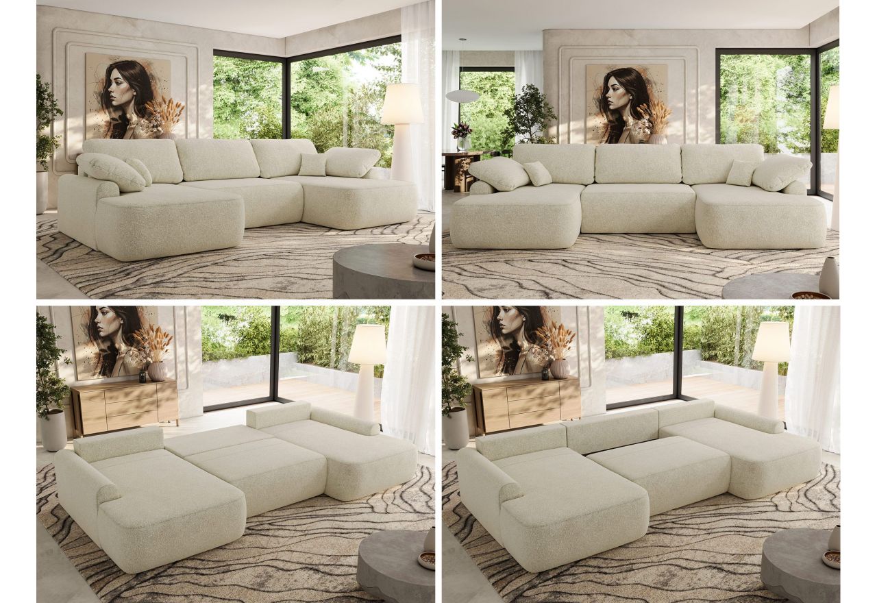 Narożnik CUBO U -  kremowy, struktura