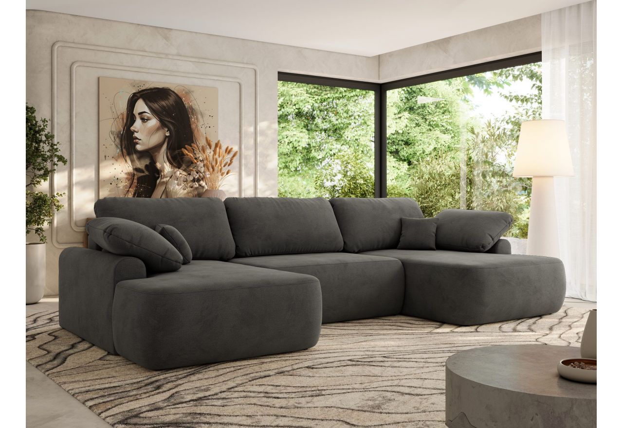 Narożnik CUBO U -  ciemnoszary, welwet