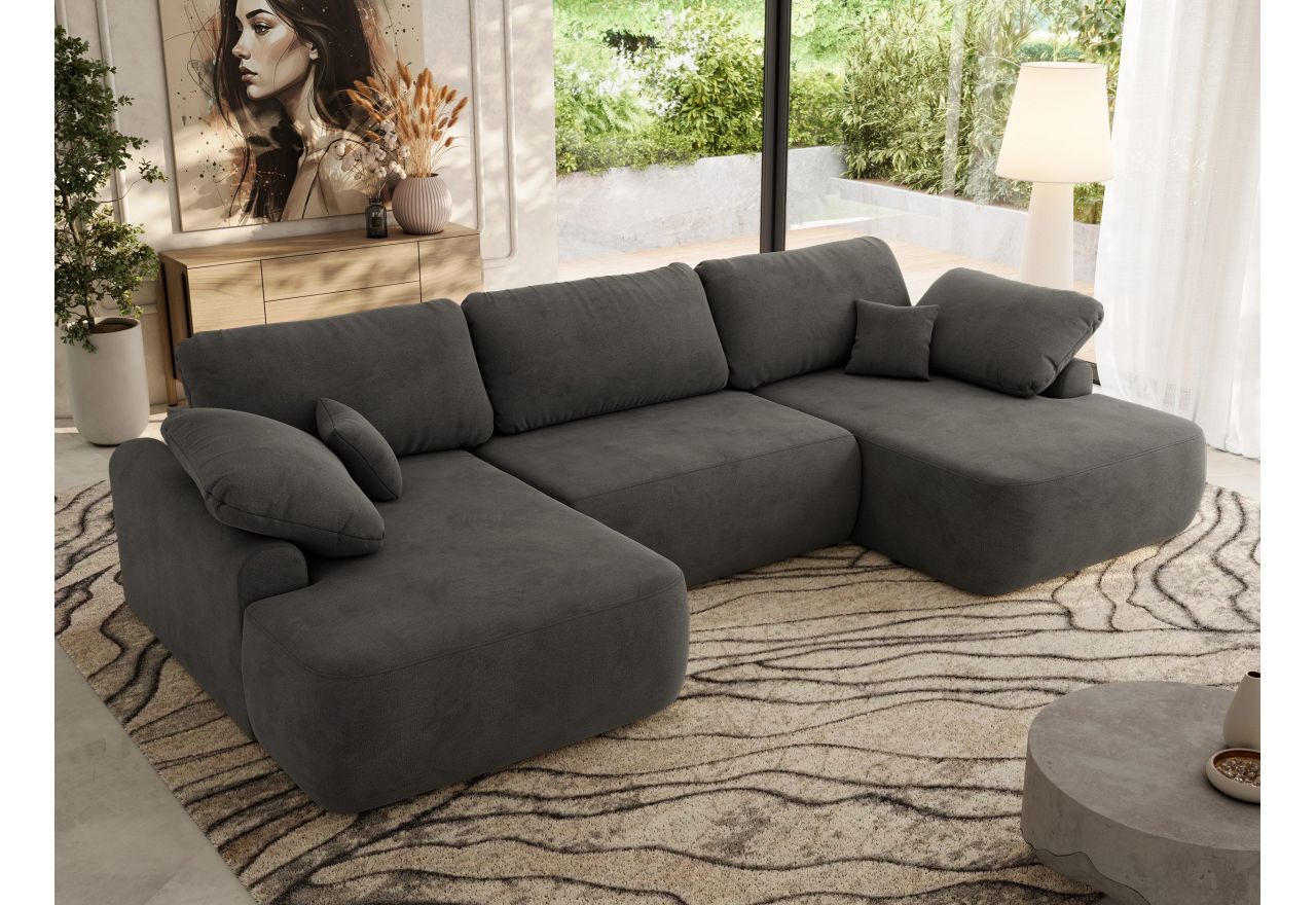 Narożnik CUBO U -  ciemnoszary, welwet