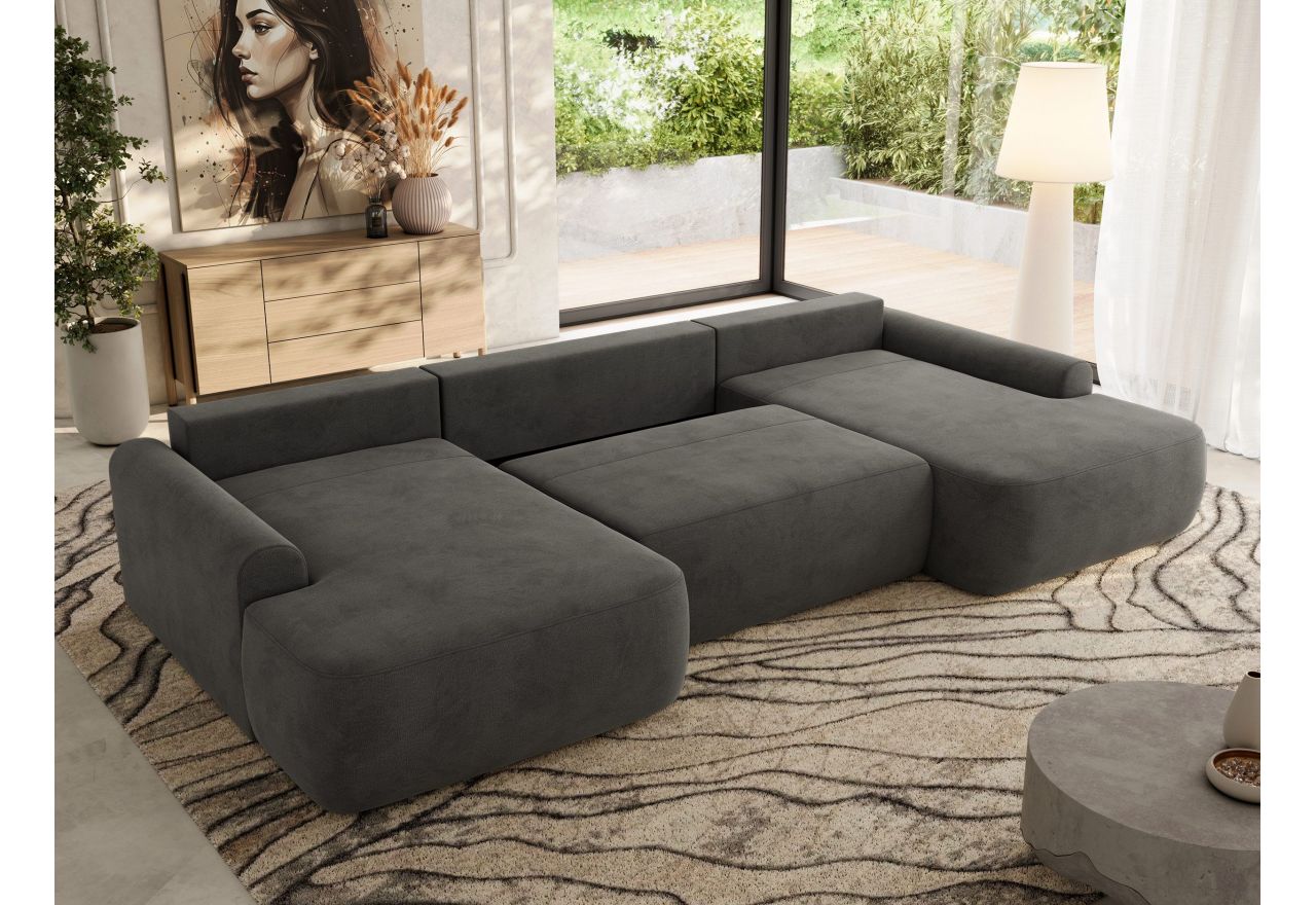 Narożnik CUBO U -  ciemnoszary, welwet