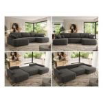 Narożnik CUBO U -  ciemnoszary, welwet