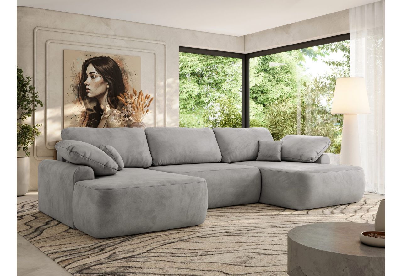 Narożnik CUBO U -  jasnoszary, welwet