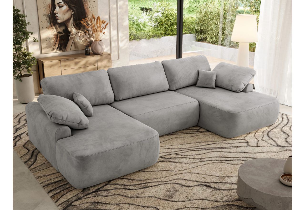 Narożnik CUBO U -  jasnoszary, welwet