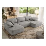 Narożnik CUBO U -  jasnoszary, welwet