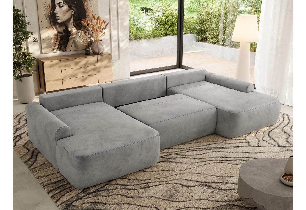 Narożnik CUBO U -  jasnoszary, welwet