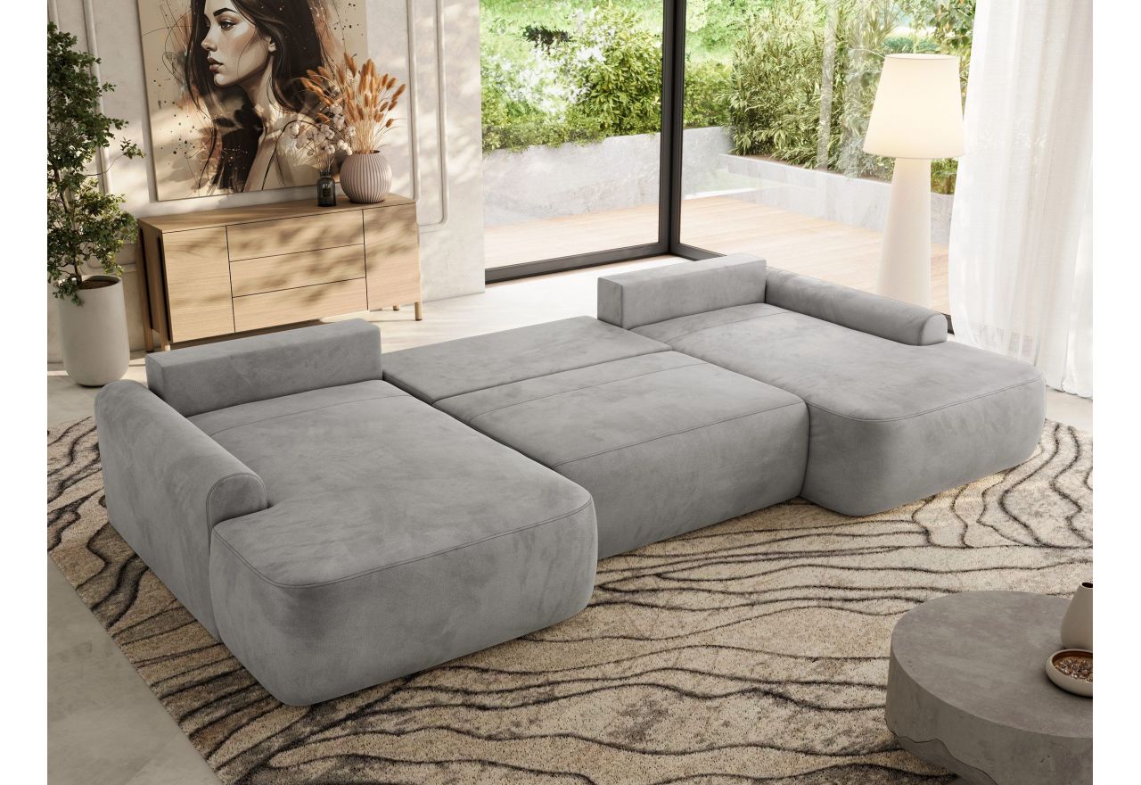 Narożnik CUBO U -  jasnoszary, welwet