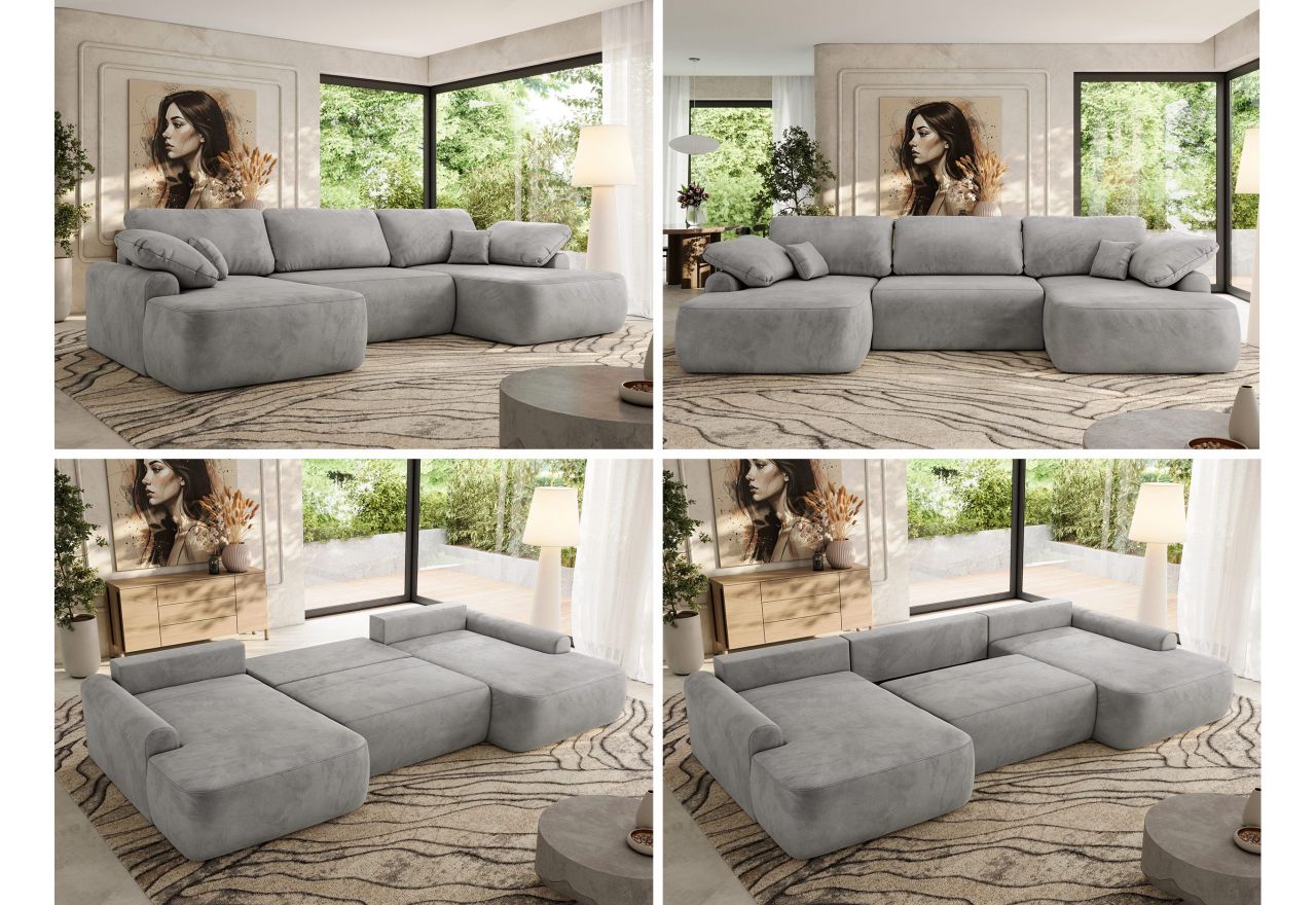 Narożnik CUBO U -  jasnoszary, welwet