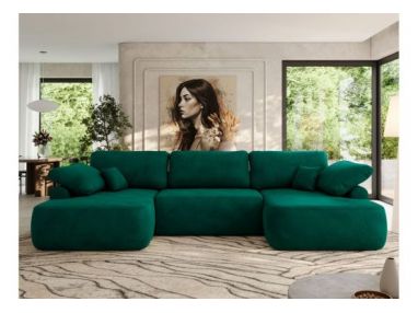 Narożnik CUBO U -  ciemnozielony, welwet