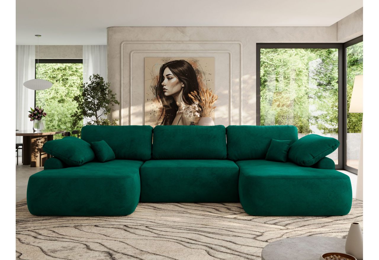 Narożnik CUBO U -  ciemnozielony, welwet