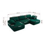 Narożnik CUBO U -  ciemnozielony, welwet