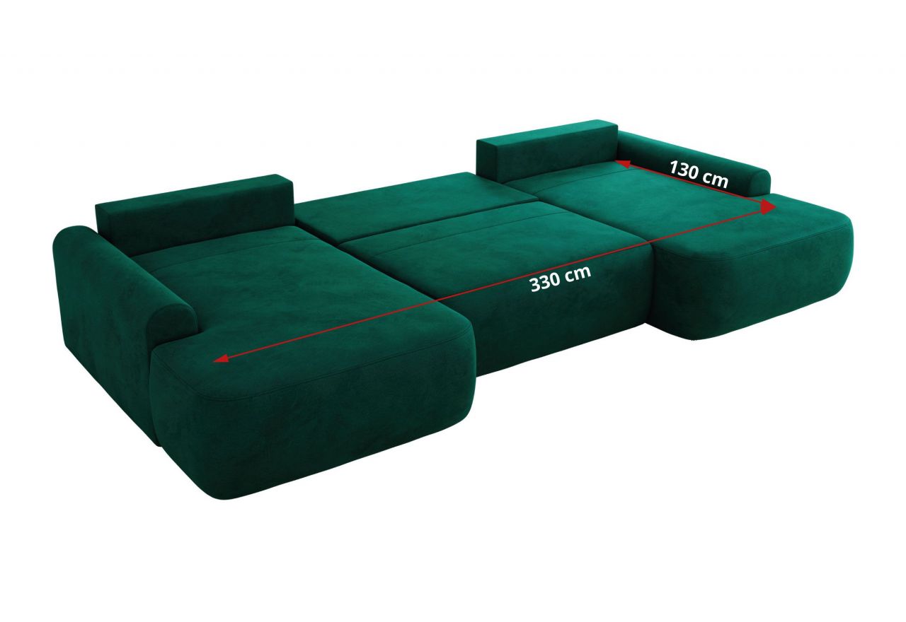 Narożnik CUBO U -  ciemnozielony, welwet