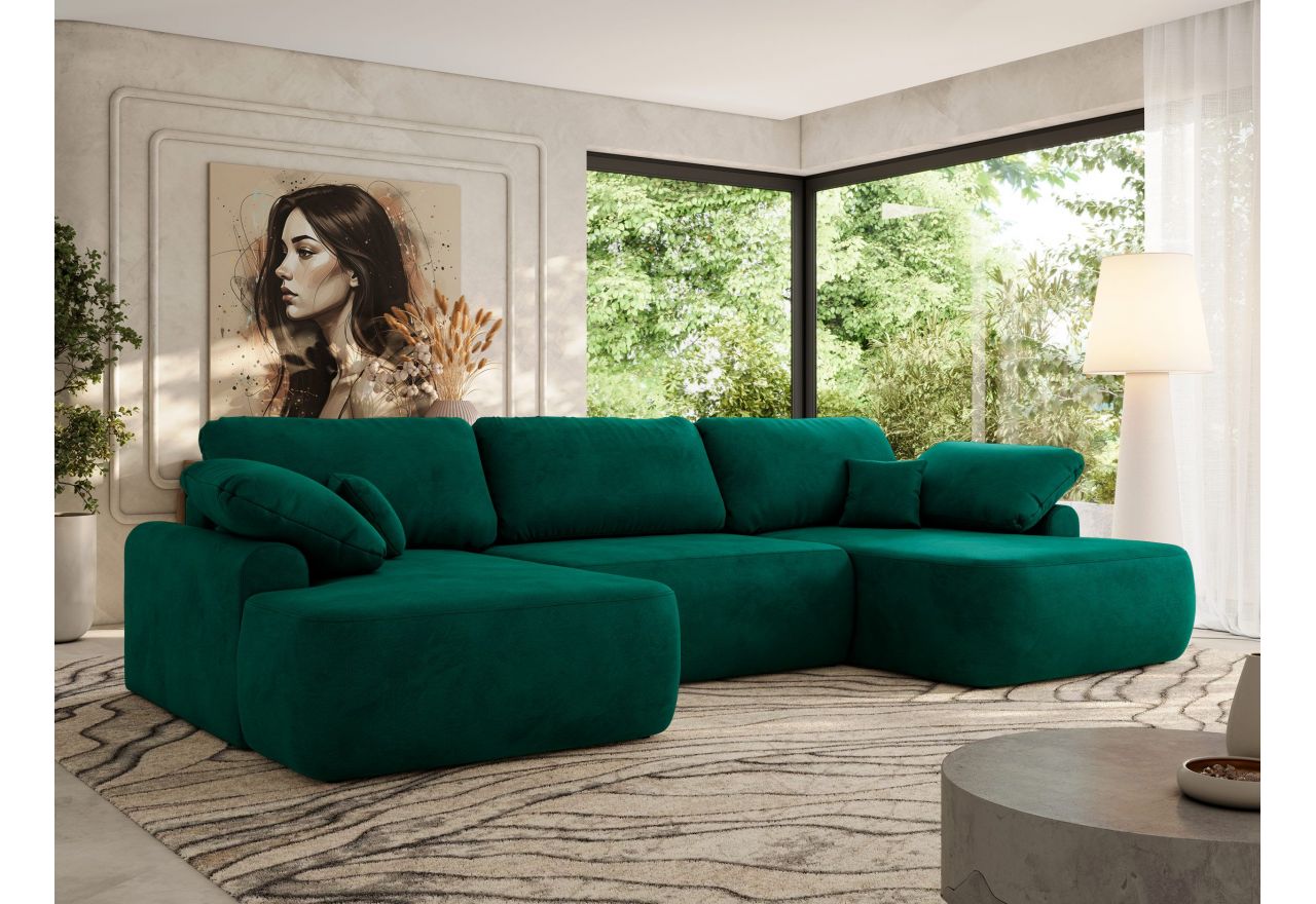 Narożnik CUBO U -  ciemnozielony, welwet