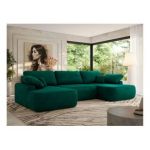 Narożnik CUBO U -  ciemnozielony, welwet