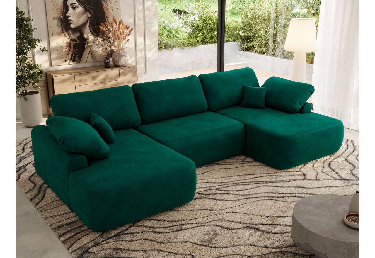 Narożnik CUBO U -  ciemnozielony, welwet