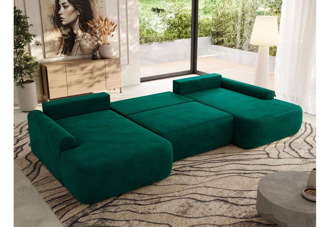 Narożnik CUBO U -  ciemnozielony, welwet