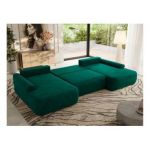 Narożnik CUBO U -  ciemnozielony, welwet