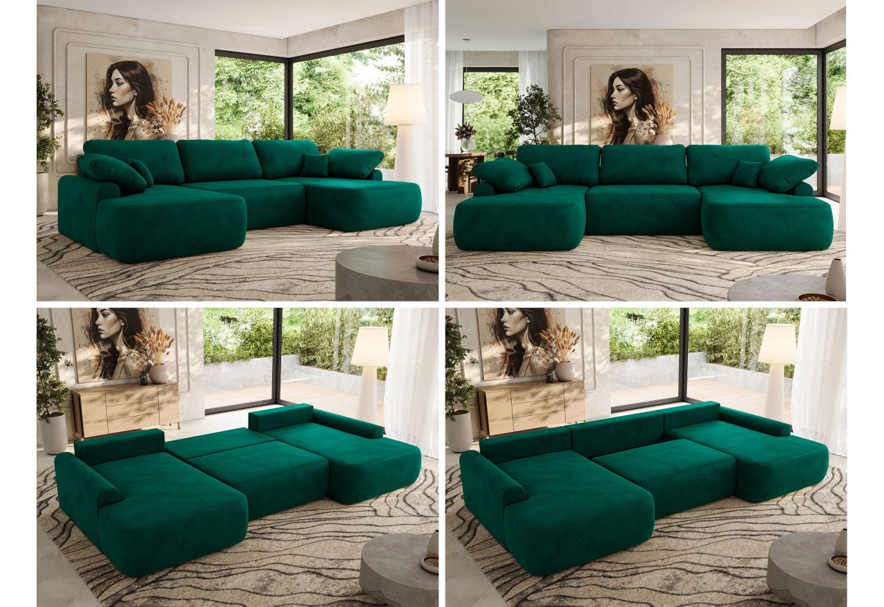 Narożnik CUBO U -  ciemnozielony, welwet