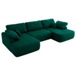 Narożnik CUBO U -  ciemnozielony, welwet