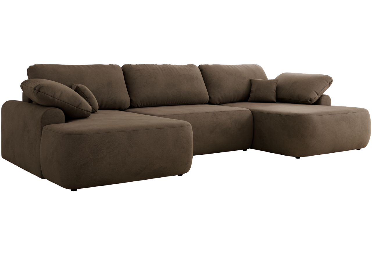 Narożnik CUBO U -  brązowy, welwet