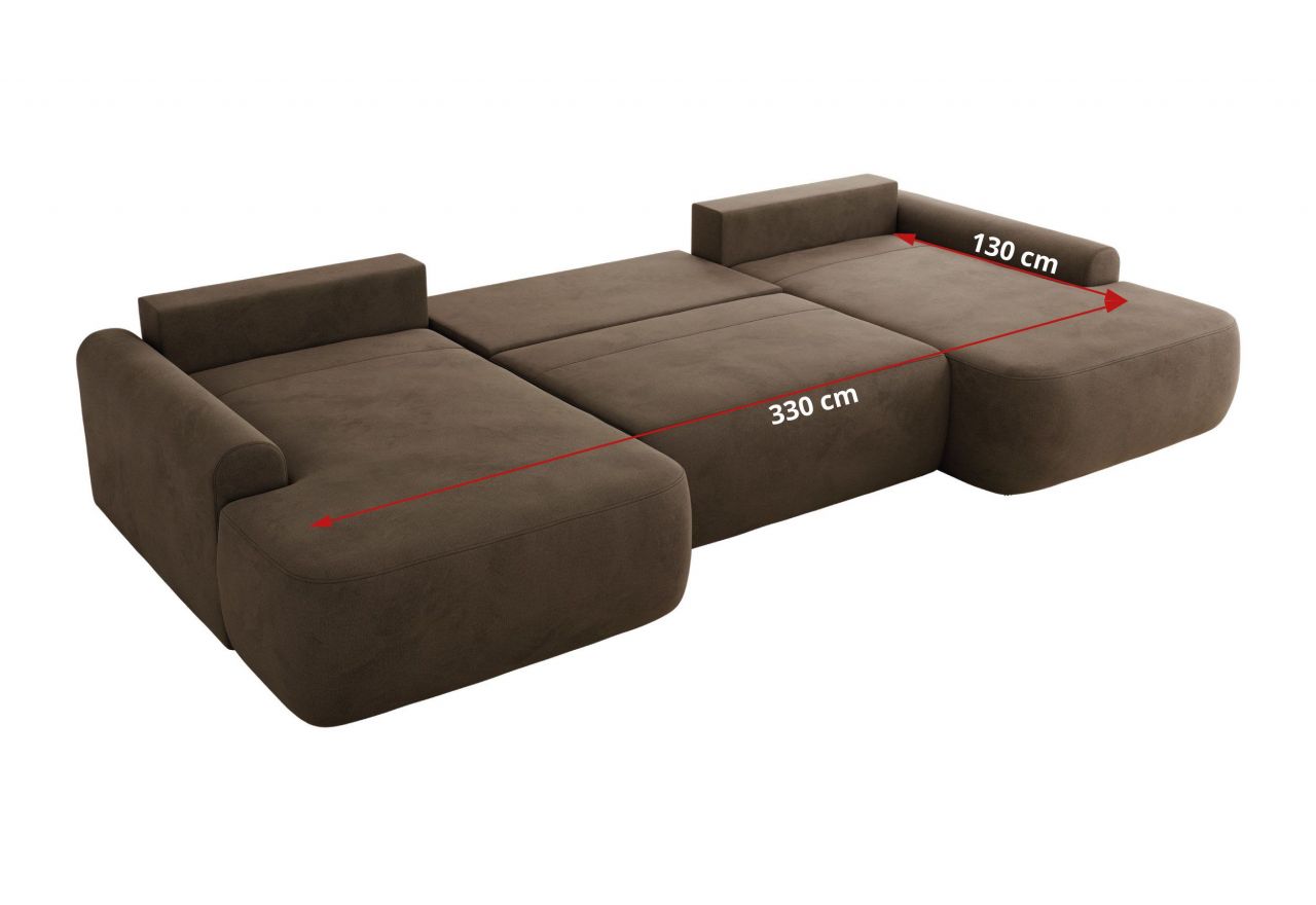 Narożnik CUBO U -  brązowy, welwet