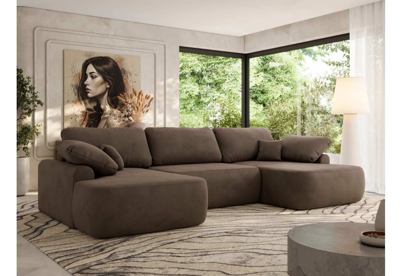 Narożnik CUBO U -  brązowy, welwet