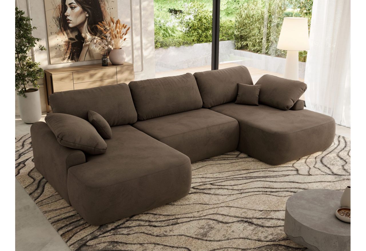 Narożnik CUBO U -  brązowy, welwet