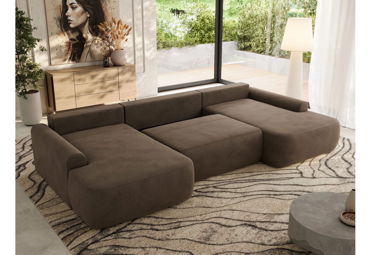 Narożnik CUBO U -  brązowy, welwet