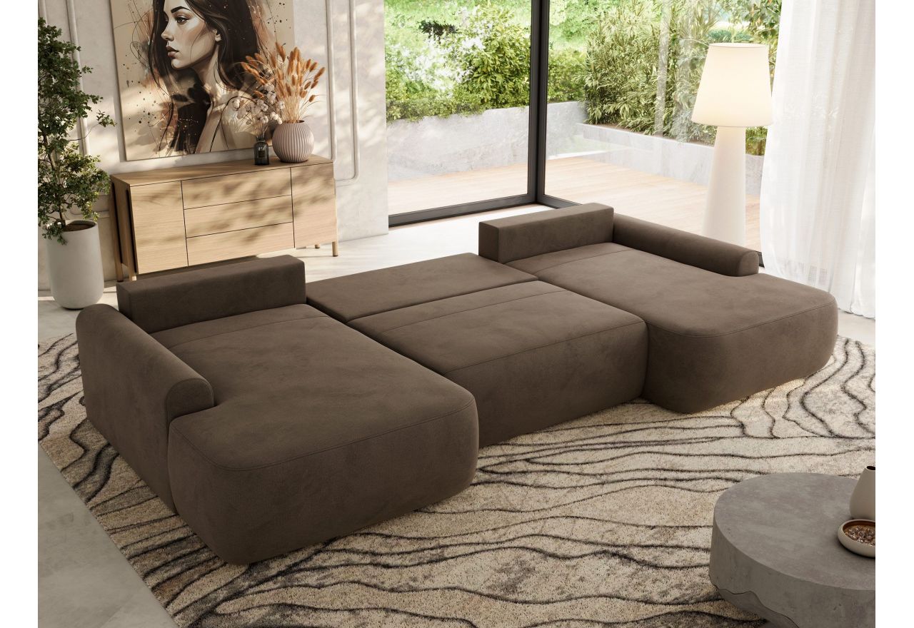 Narożnik CUBO U -  brązowy, welwet