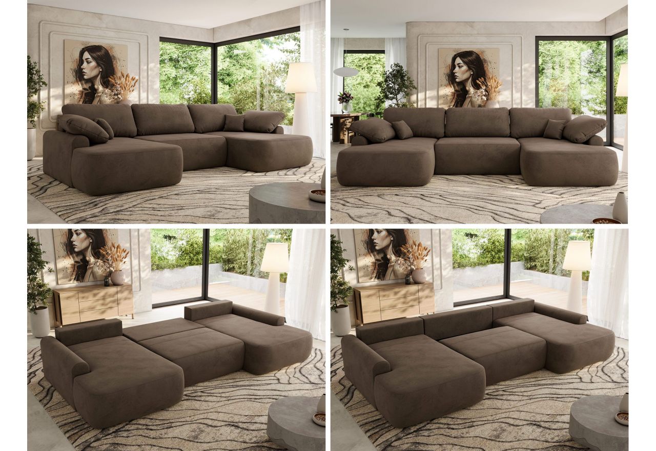 Narożnik CUBO U -  brązowy, welwet