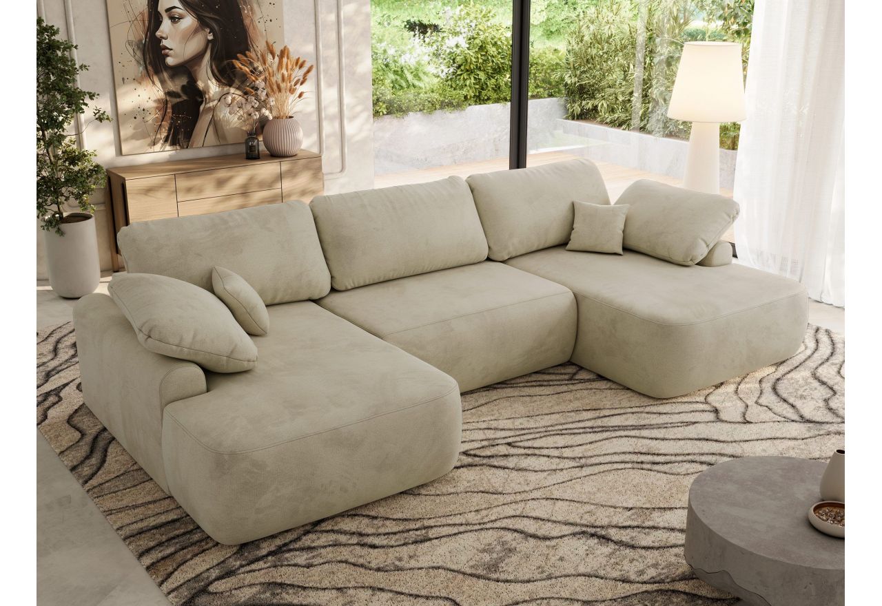 Narożnik CUBO U -  beżowy, welwet